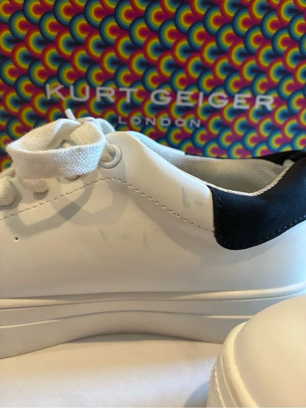 Kurt Geiger White Sneakers with Beaded Eye Motif big kids size 5